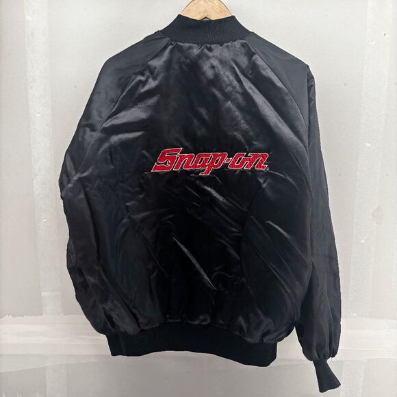 Vintage Snap-On Tools Satin Jacket XL West Ark Black Embroidered 80s USA MADE - Picture 1 of 9